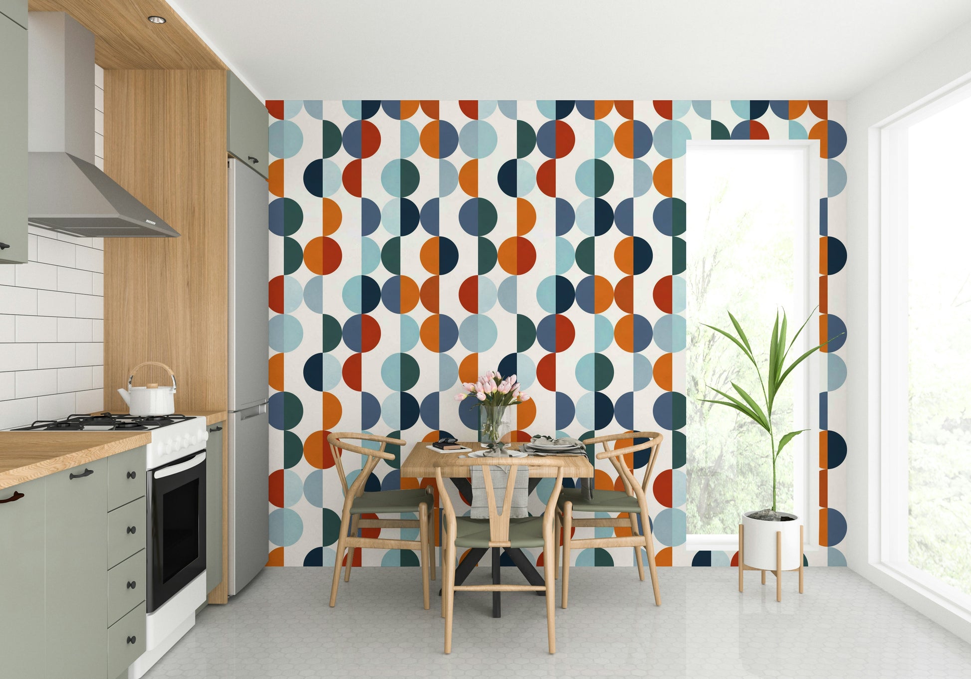 The wallpaper serves as a subtle yet stylish backdrop.


