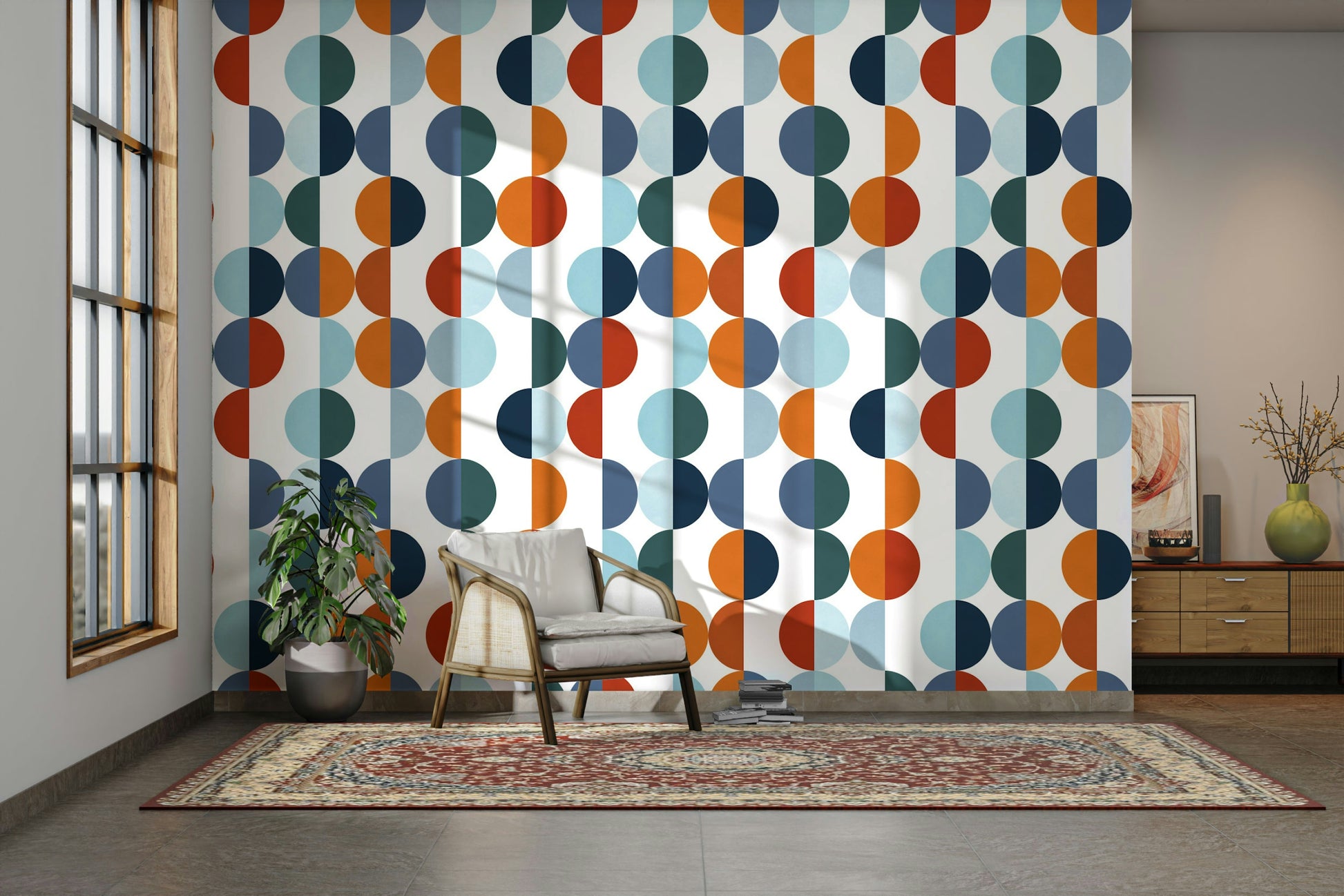 The wallpaper has a smooth, matte finish.

