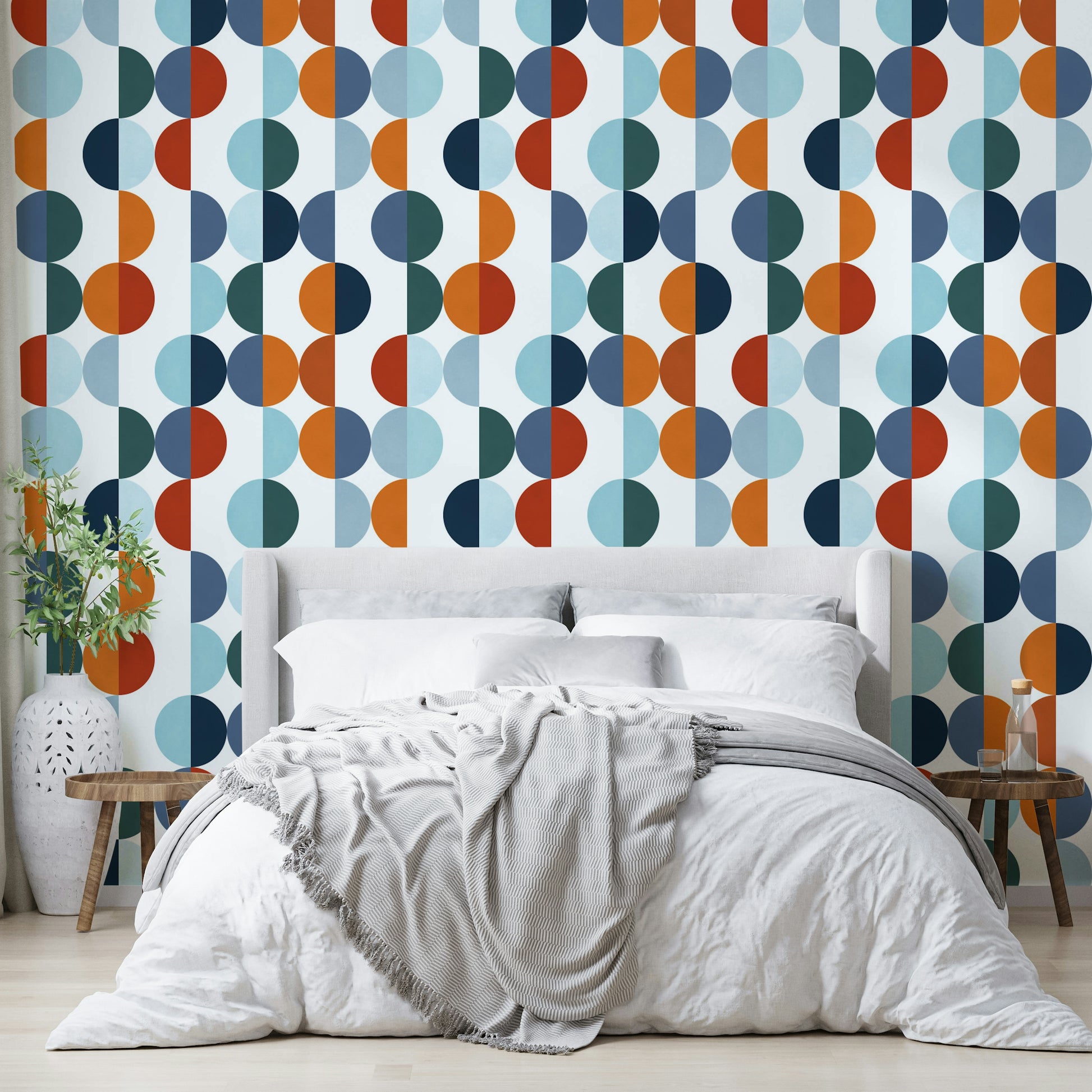 The pattern adds a sense of order and visual interest to the space.

