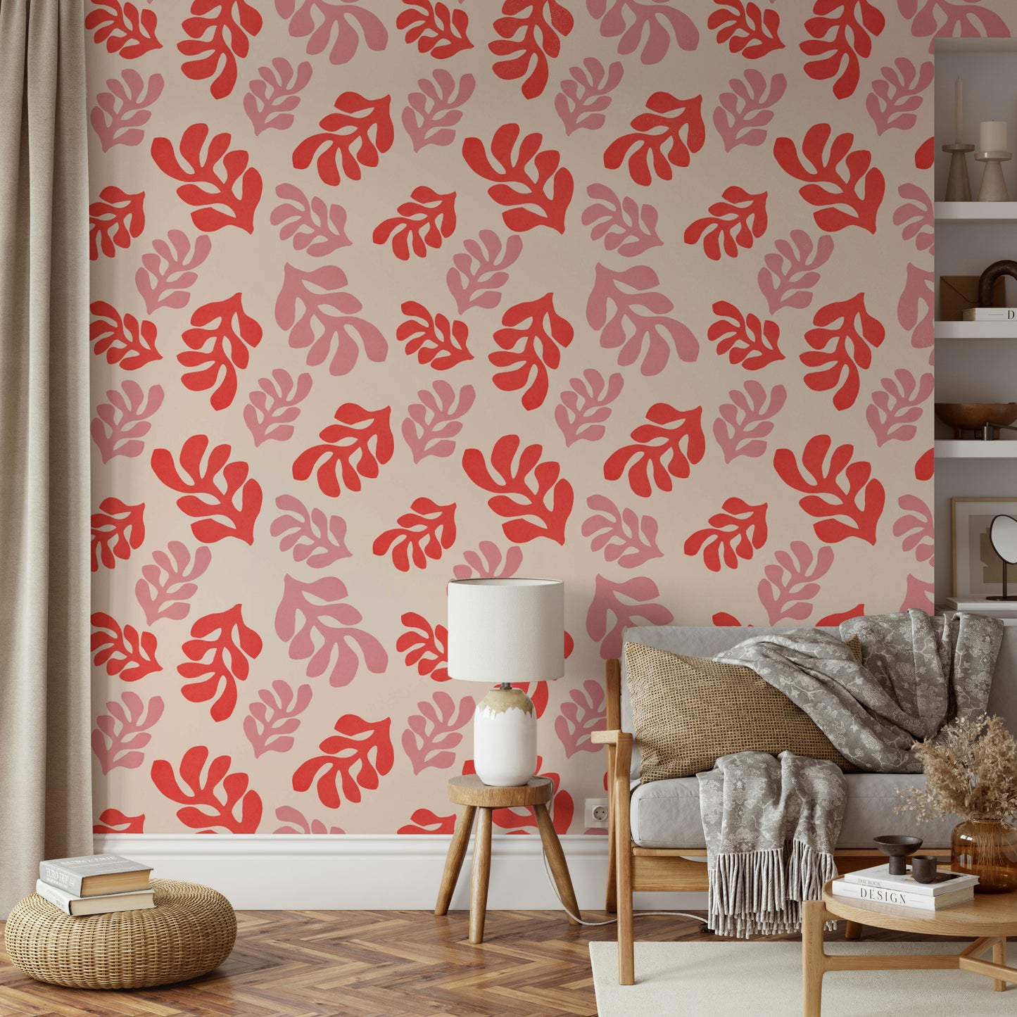 A room decorated with the Cutout Leaves wallpaper.

