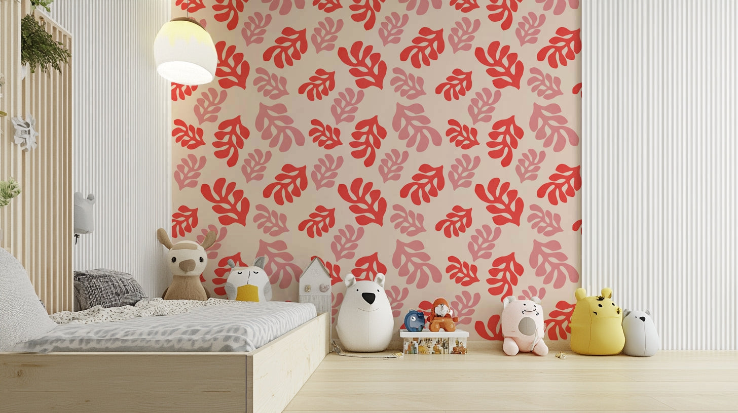 A sample swatch of the Cutout Leaves wallpaper.

