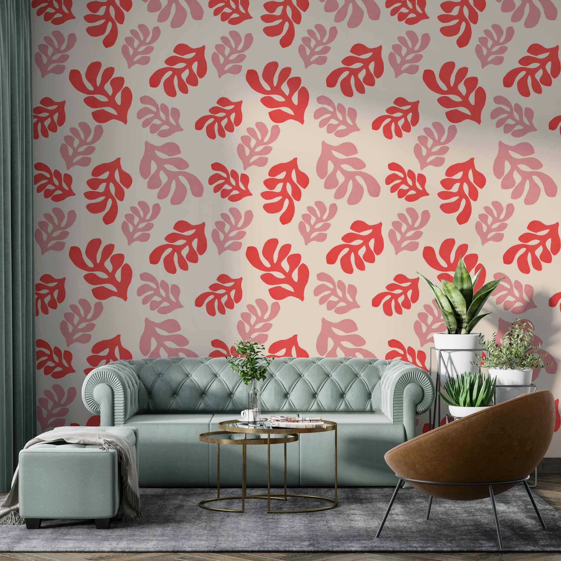 The leaves are layered, creating a subtle three-dimensional effect.

