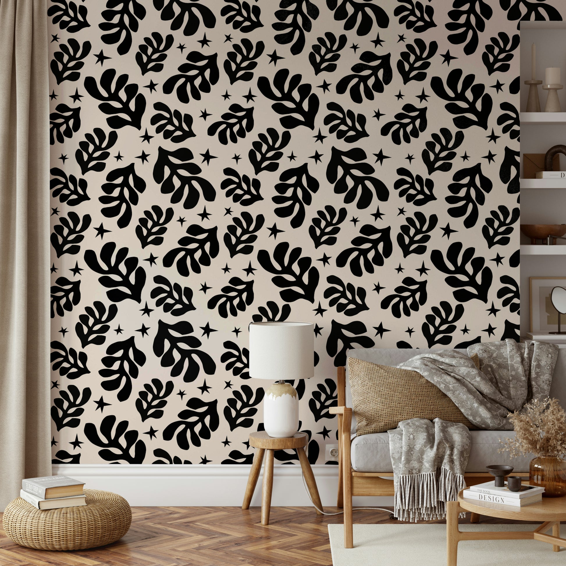 The wallpaper has a smooth, matte finish.

