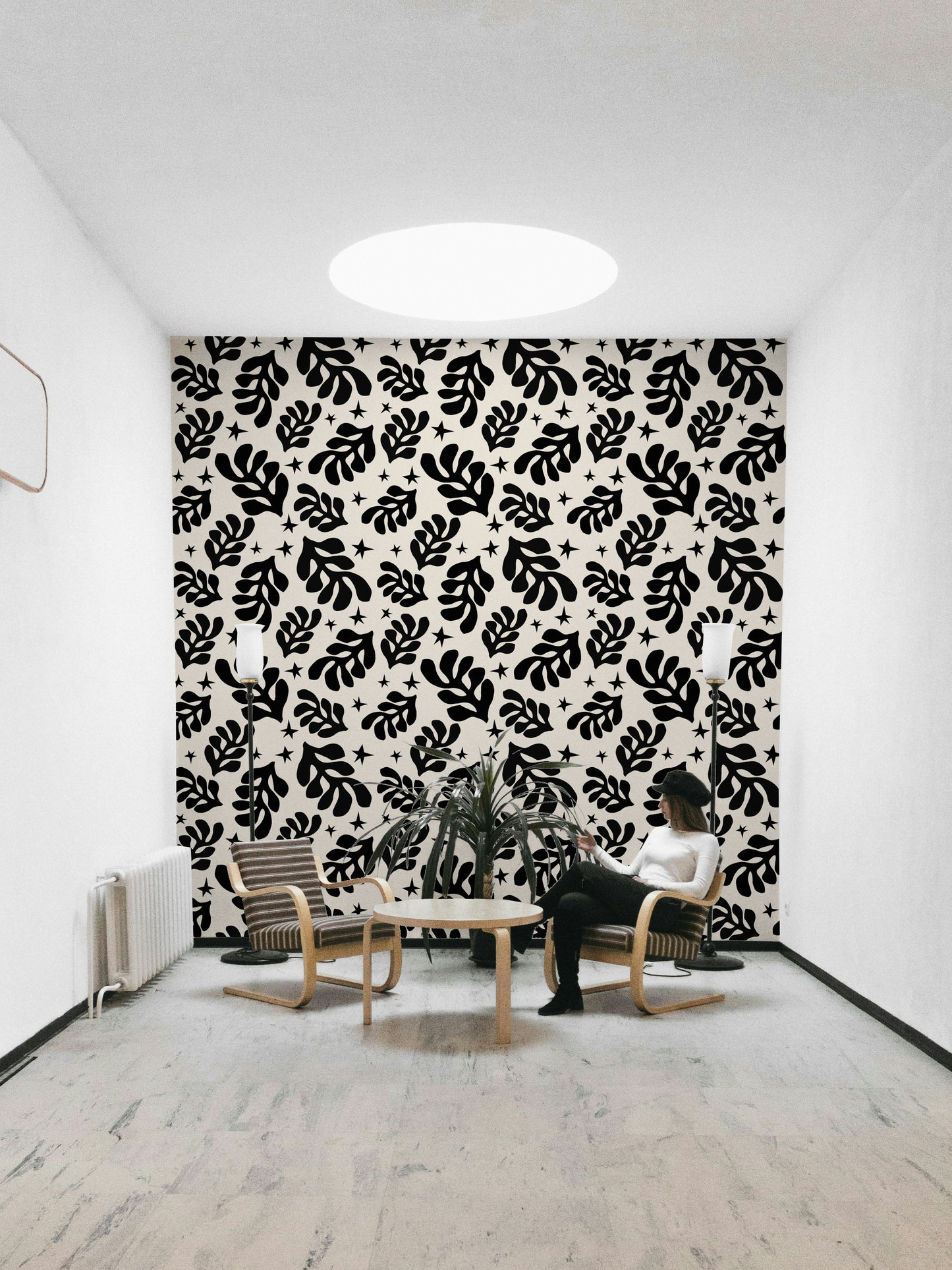 The wallpaper serves as a subtle yet stylish backdrop.

