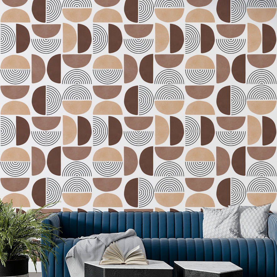 The wallpaper is well-lit, showing off the clean lines of the pattern.

