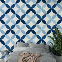 A room decorated with the Sapphire Petals wallpaper.

