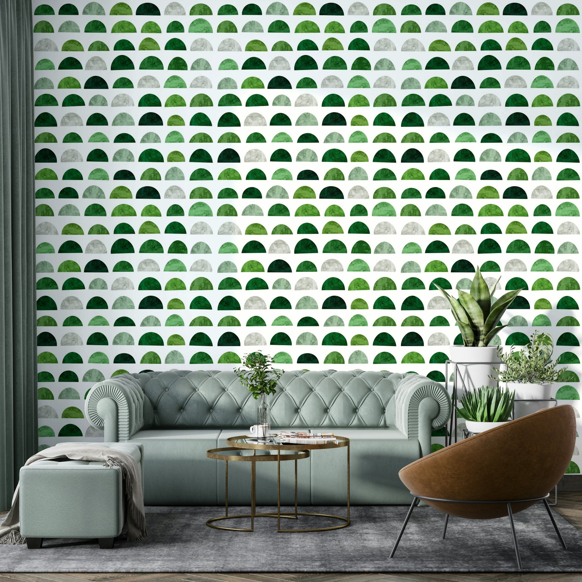 The pattern adds a sense of structure and visual interest to the space.

