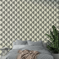 A room decorated with Modern Deco Arcs wallpaper.

