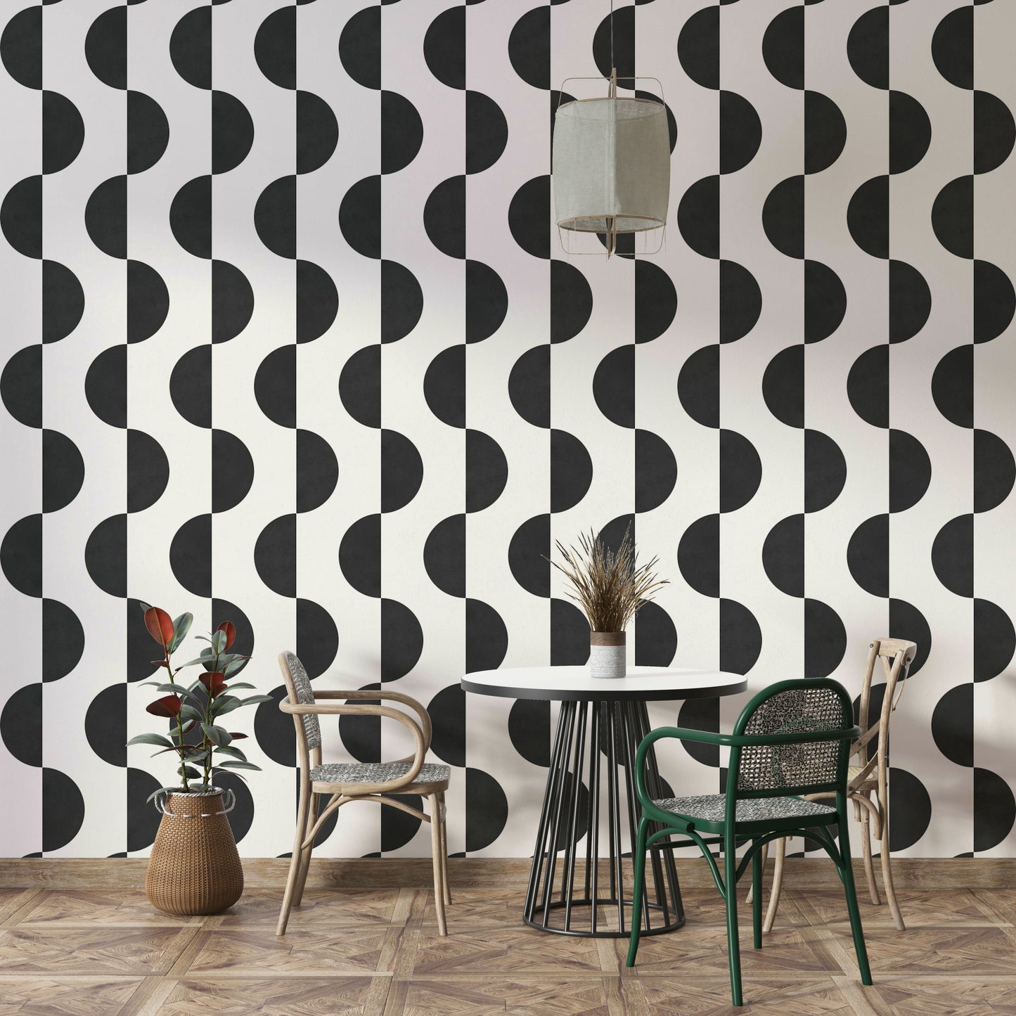 The design features a fluid and harmonious arrangement of flowing lines and shapes.

