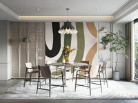 The mural serves as a subtle yet stylish feature wall.

