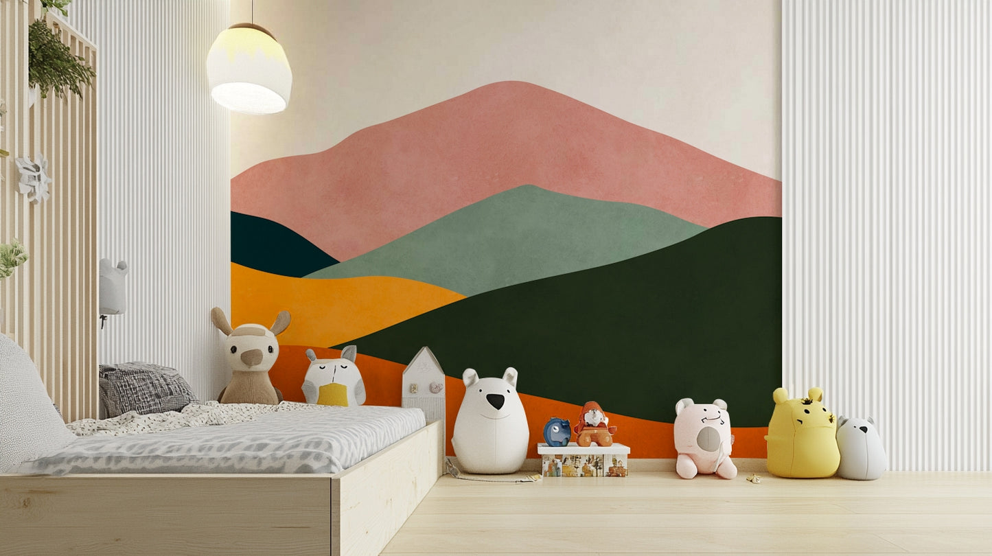 The mural serves as a stylish and modern feature wall.

