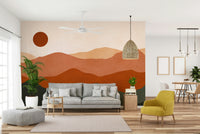 It's a peaceful landscape scene.

