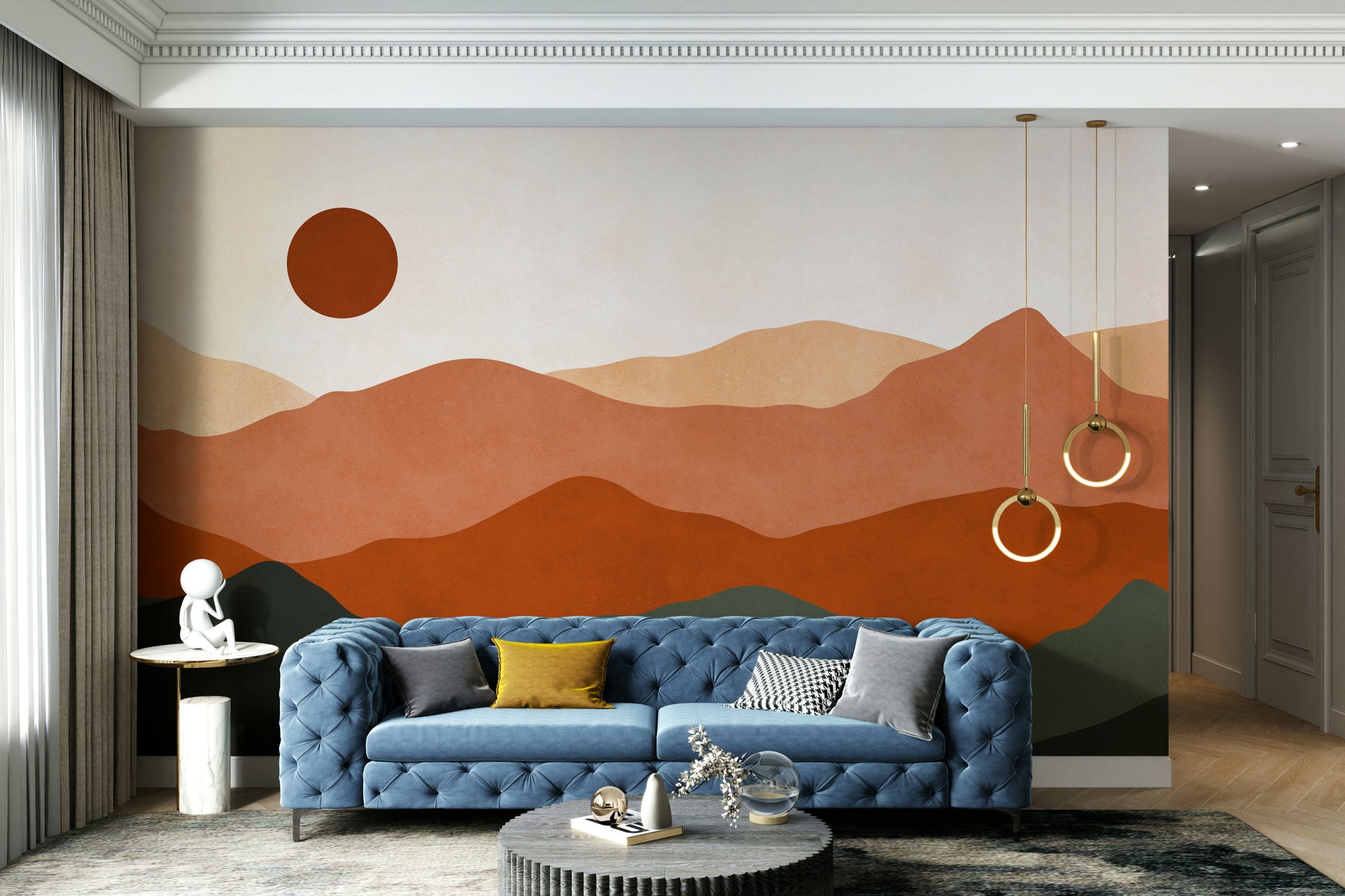 The mural is a large-format photograph or digital art.

