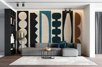 The mural has bright, bold colors.

