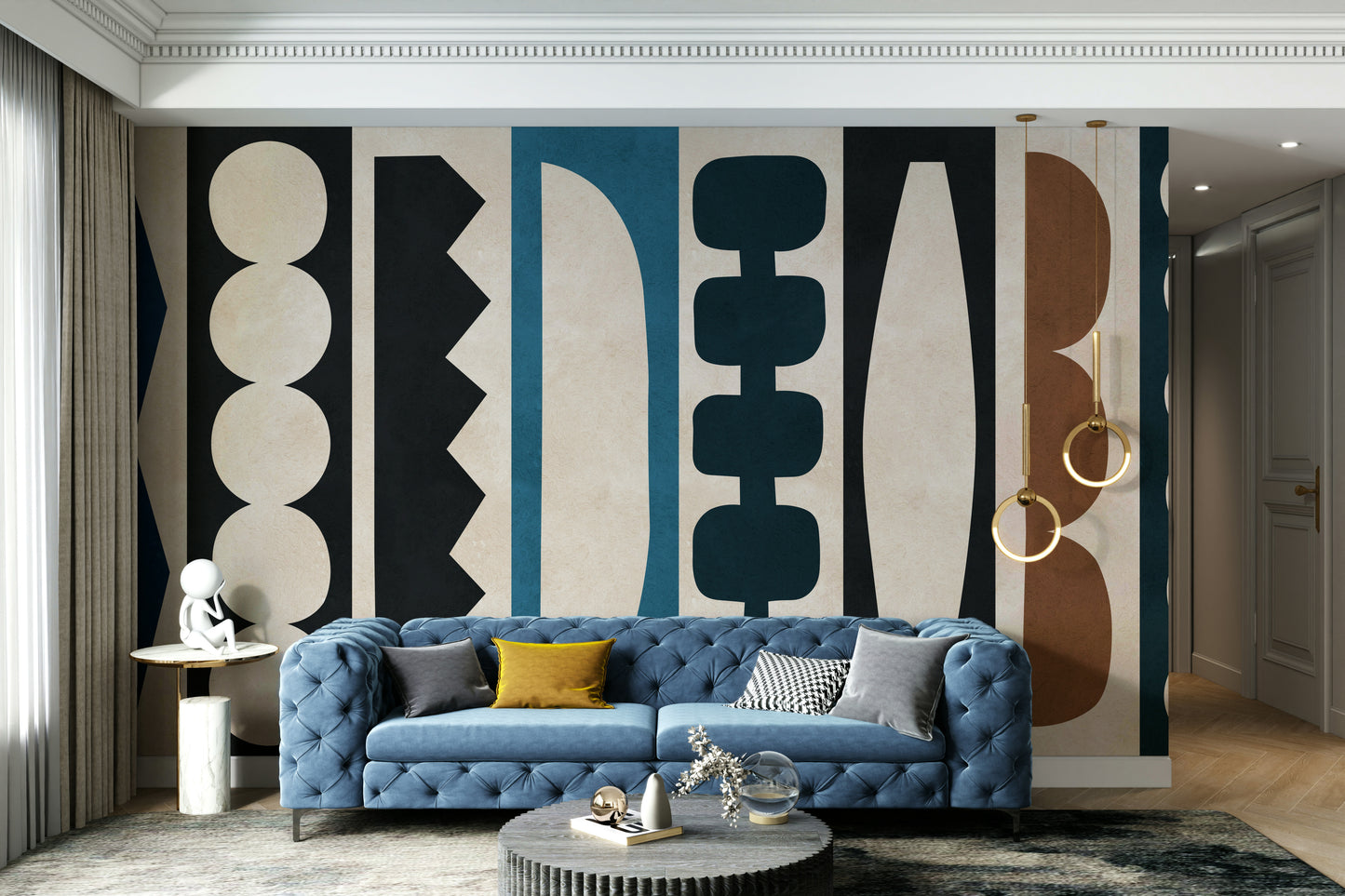 The room has a playful, vibrant feel.

