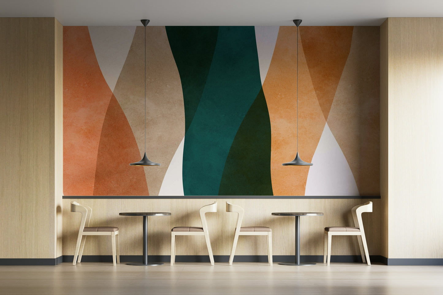 The wallpaper has a smooth, matte finish.

