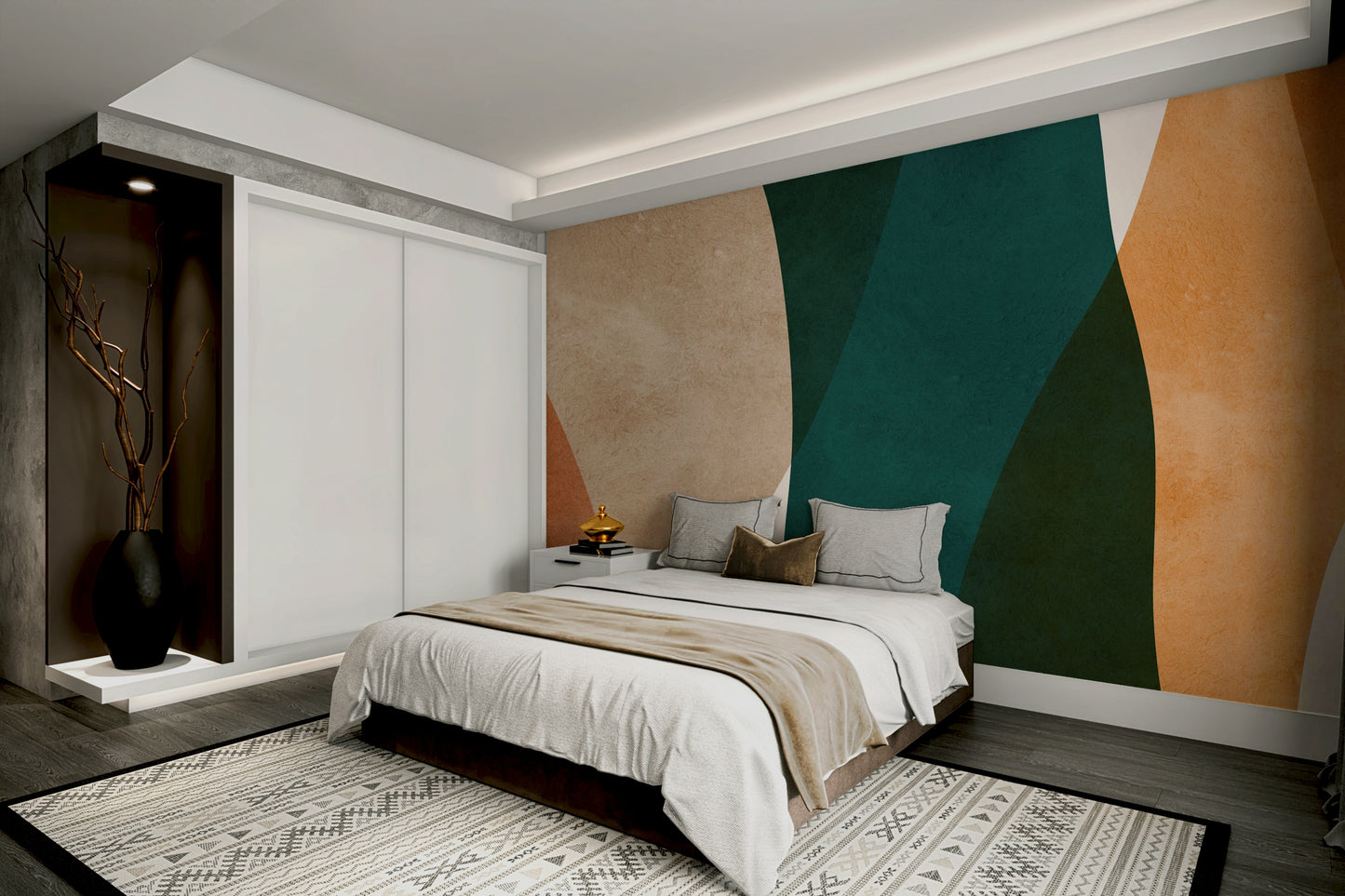 It is a large-scale graphic on a room's wall.

