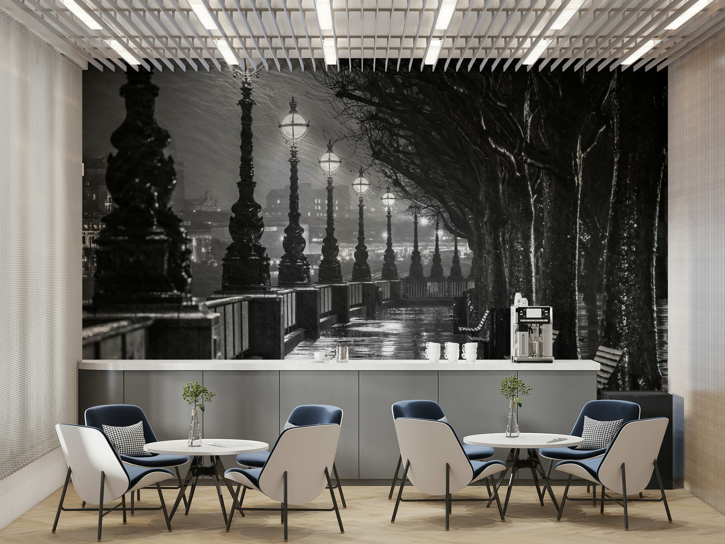 The scene appears to be a city riverbank.

