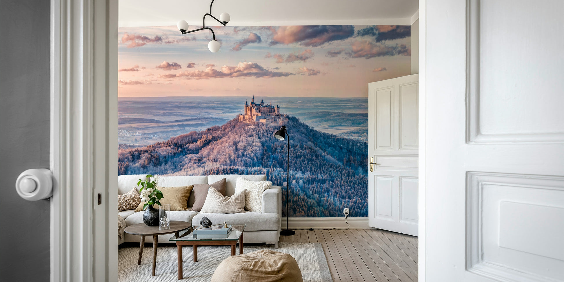 The overall mood is peaceful and grand.

