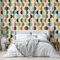 The room feels fun and lively due to the bold, colorful design.

