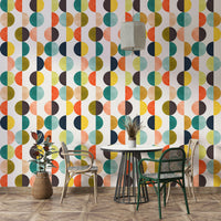 The wall mural is installed on a living room feature wall.

