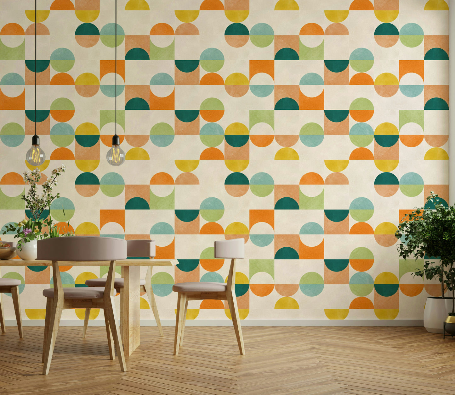 The design features a playful series of abstract, organic shapes and lines.

