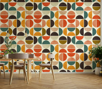 The room feels fun and lively due to the bold, colorful design.

