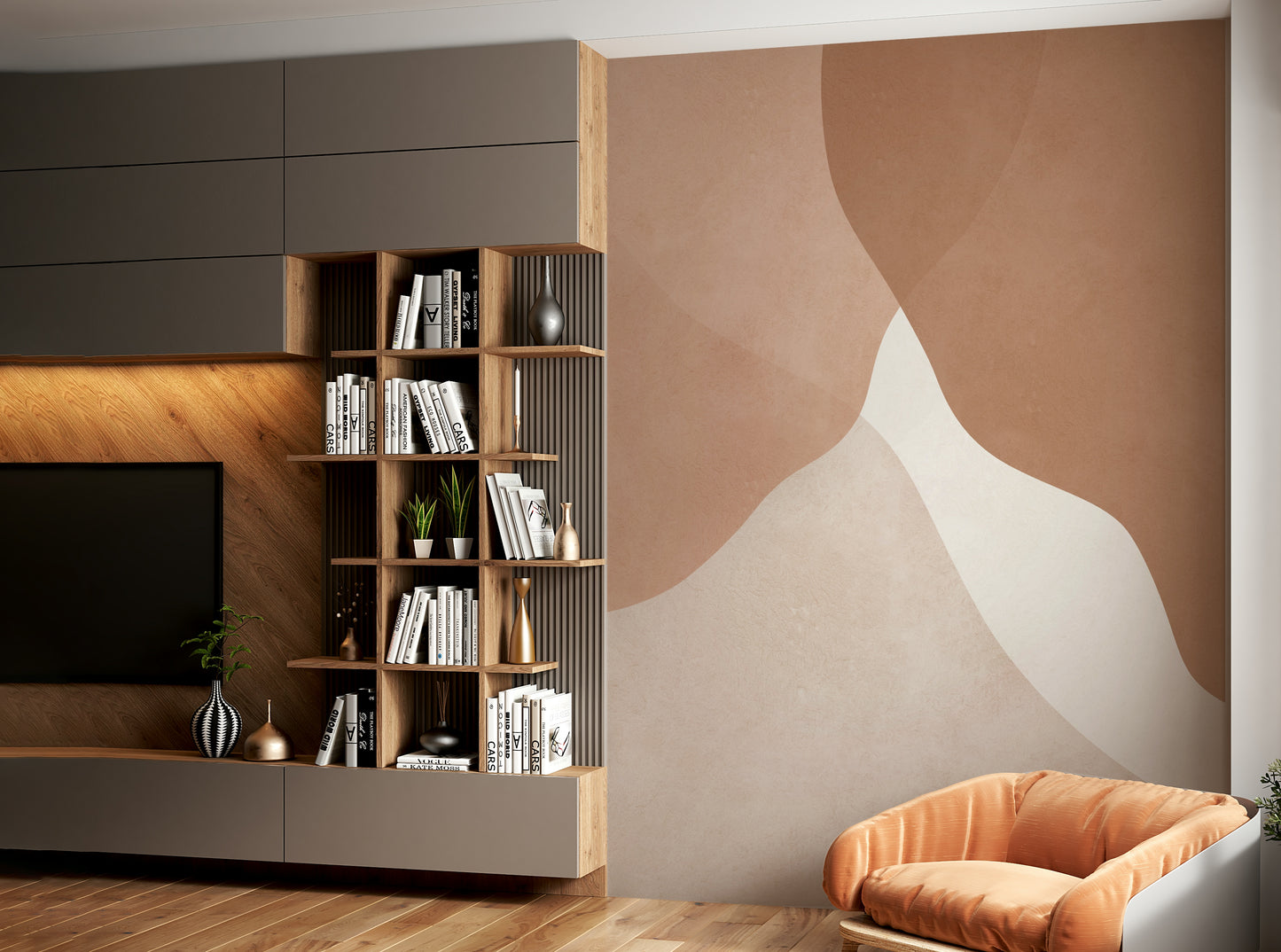 The scene has a peaceful, natural, and contemporary bohemian feel.

