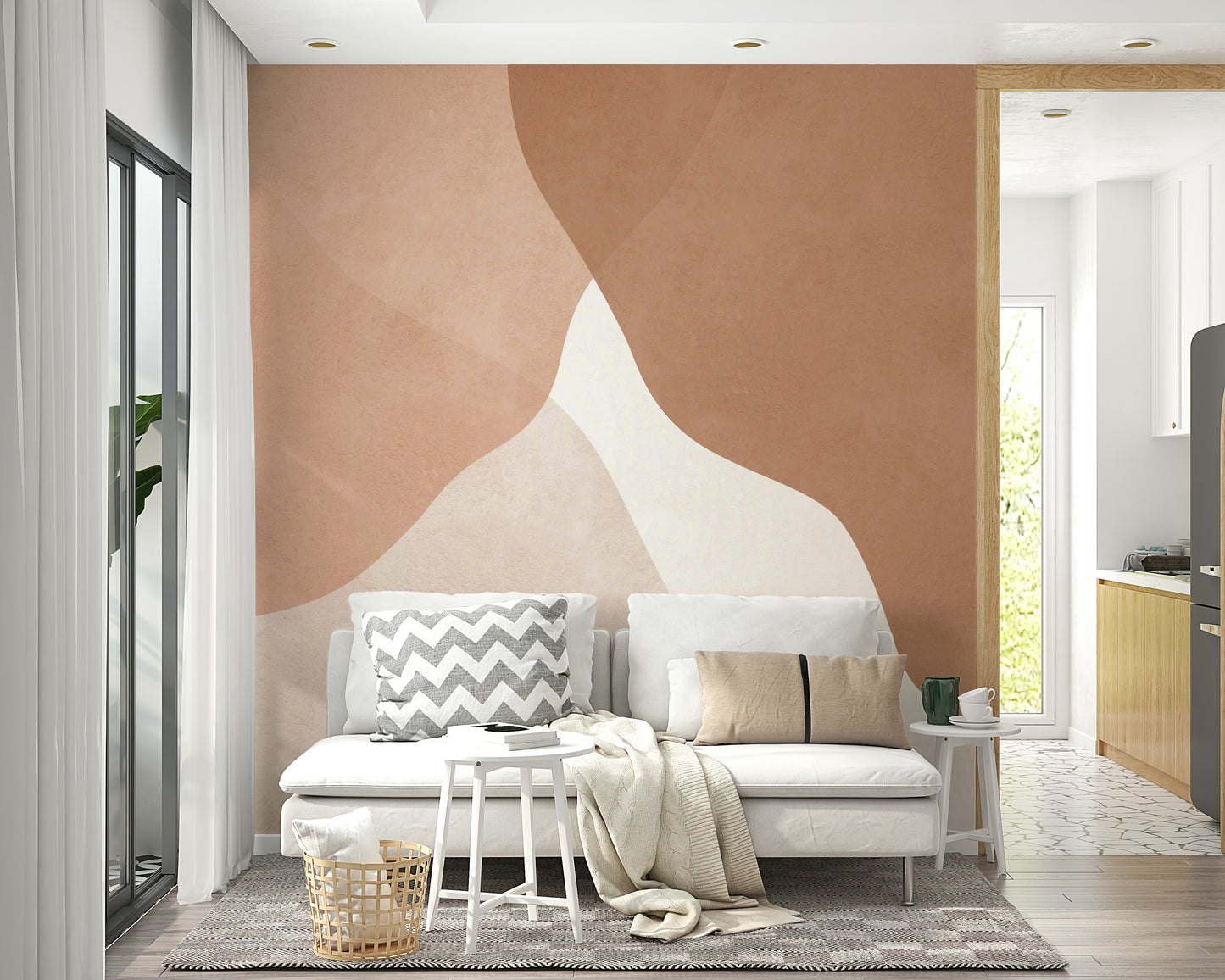 A large-scale abstract art print.

