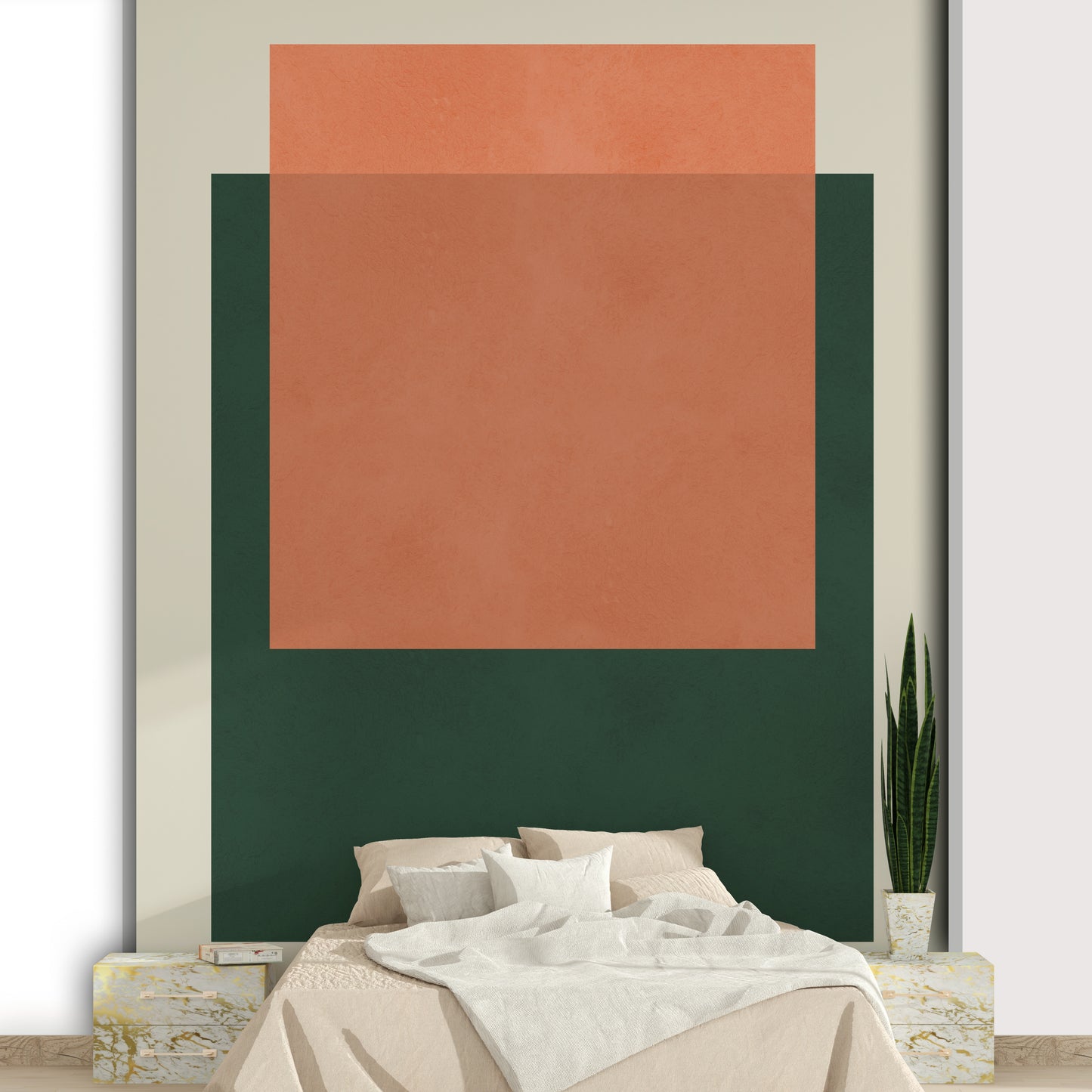 The image shows an artistic impression of a serene terra-cotta pattern with a soft, natural feel.

