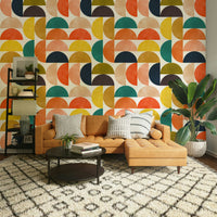 A wall mural of a peaceful semicircles pattern.

