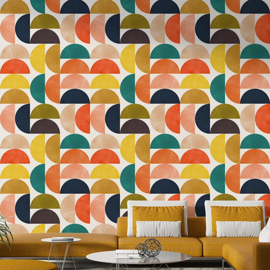 The semicircles are a central focus of the image.

