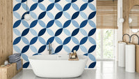 A wall mural of a peaceful geometric pattern.

