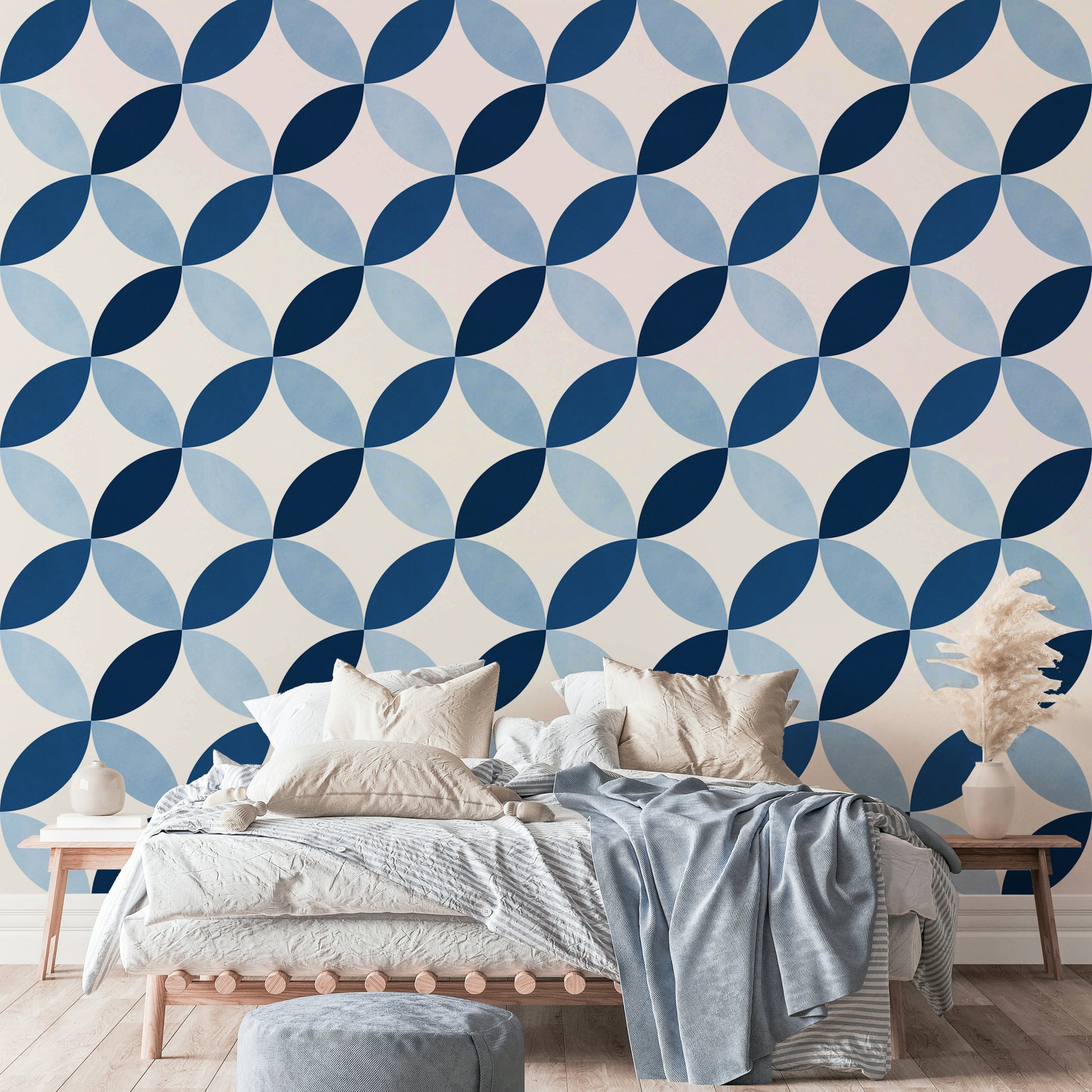 The geometric shapes are a central focus of the image.

