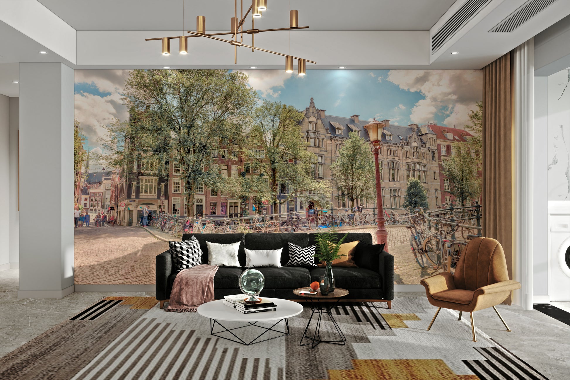 The colors are soft, muted tones of beige, brown, and green.

