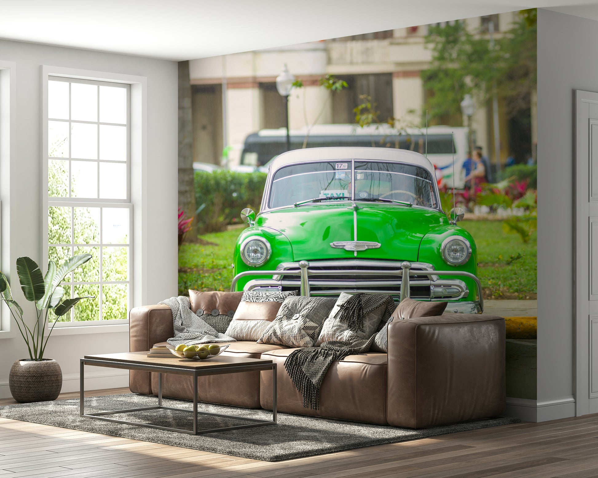 The background is a street scene with classic Cuban architecture.

