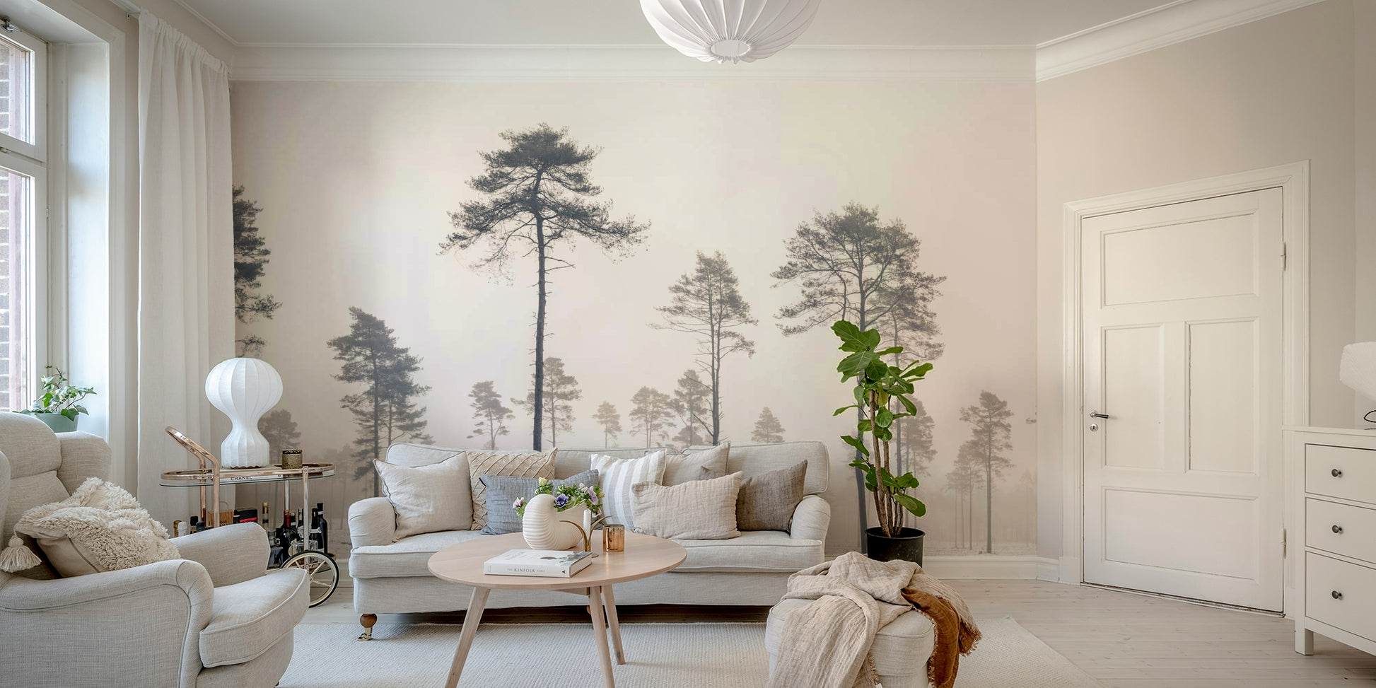 The colors are muted tones of white, gray, and brown.

