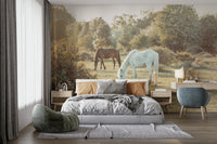 Another dark brown horse is in the background.

