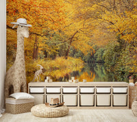 The colors are vibrant tones of gold, red, and orange.

