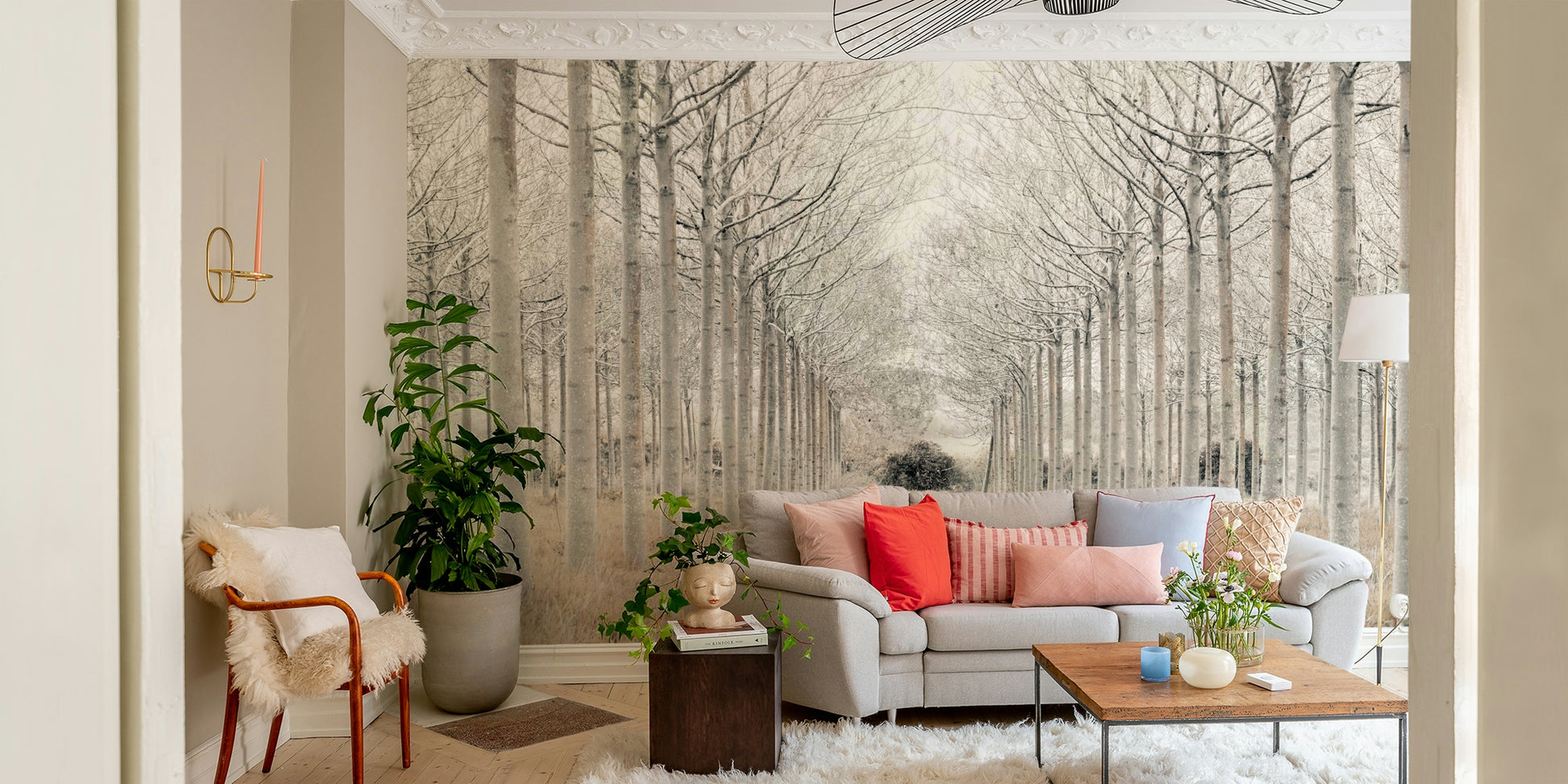 The colors are muted tones of white, gray, and brown.

