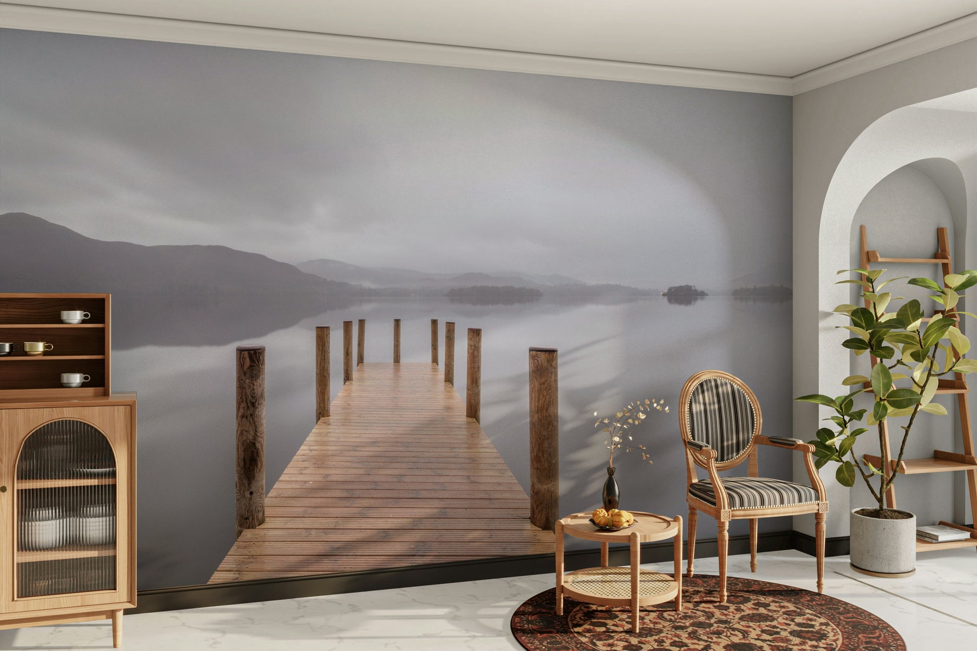 The sky is cloudy and gray.

