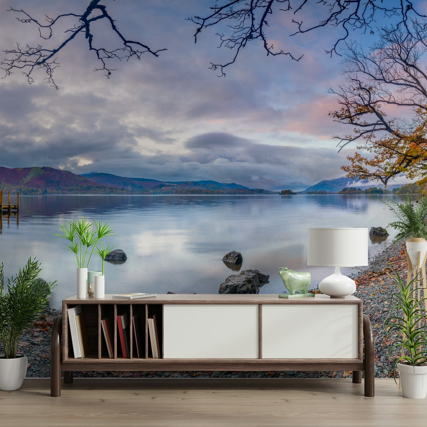 The water is still and calm.

