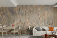 The colors are soft, muted tones of beige, brown, and green.

