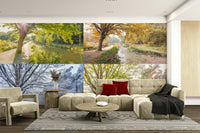 The trees and seasons are a central focus of the image.

