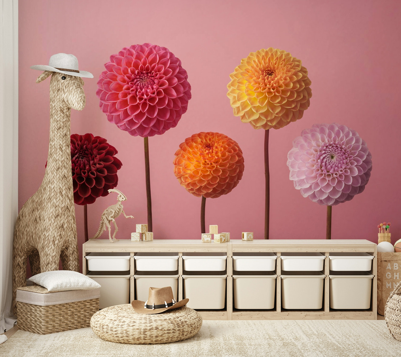 Vibrant Dahlia Array Wall Mural