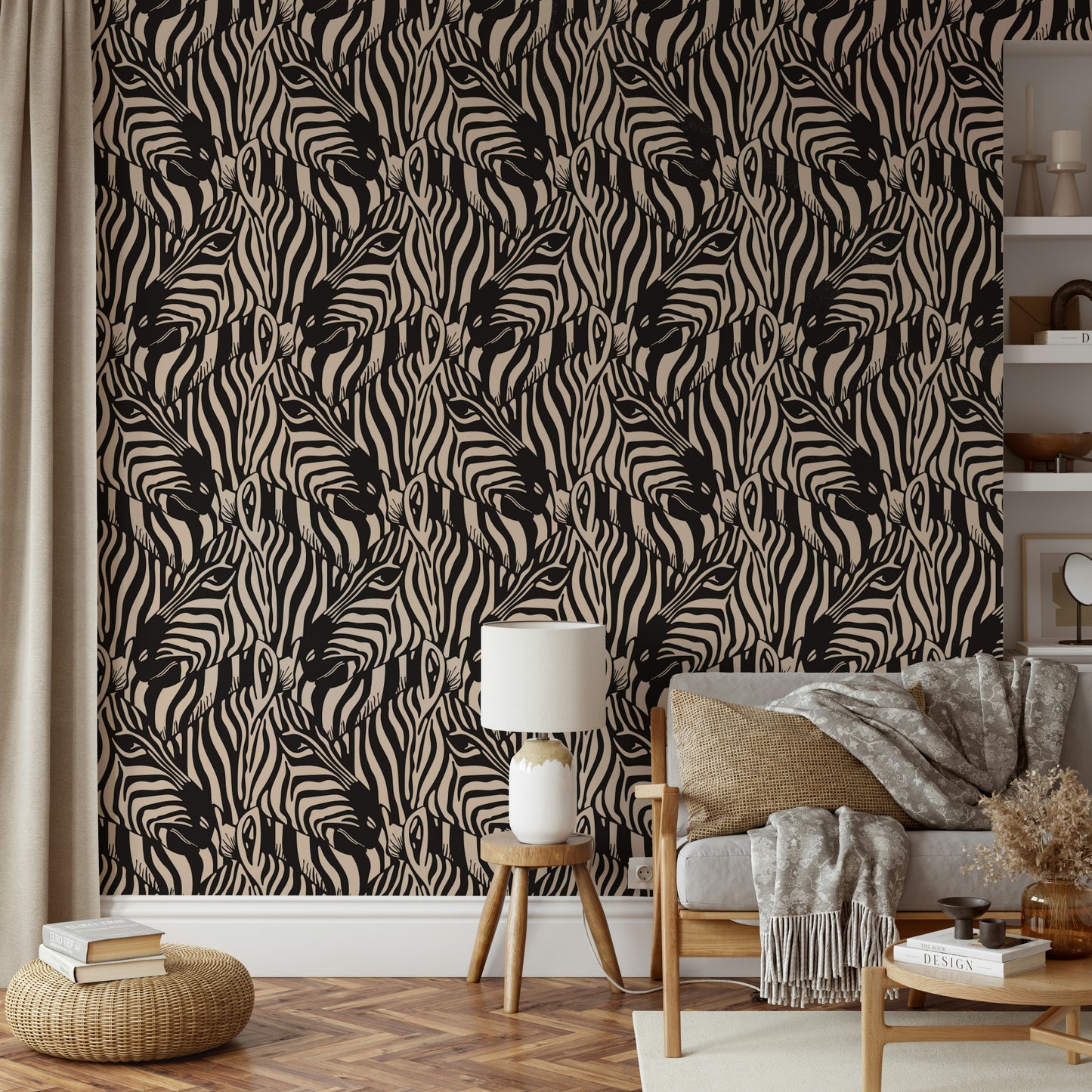 The zebras are a central focus of the image.

