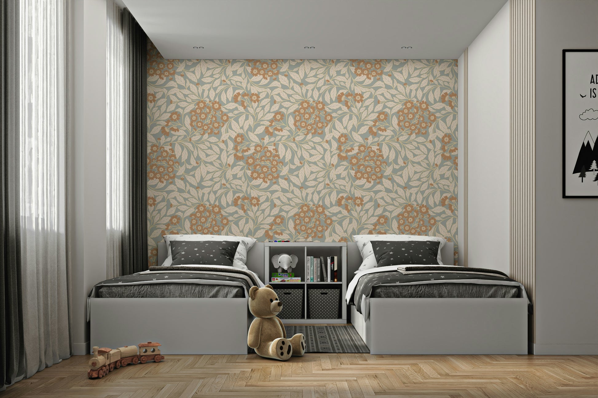 A wallpaper design with a floral pattern.

