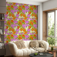 The colors are soft, muted tones of yellow, green, and white.

