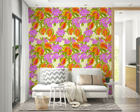 A wall mural of a peaceful botanical pattern.

