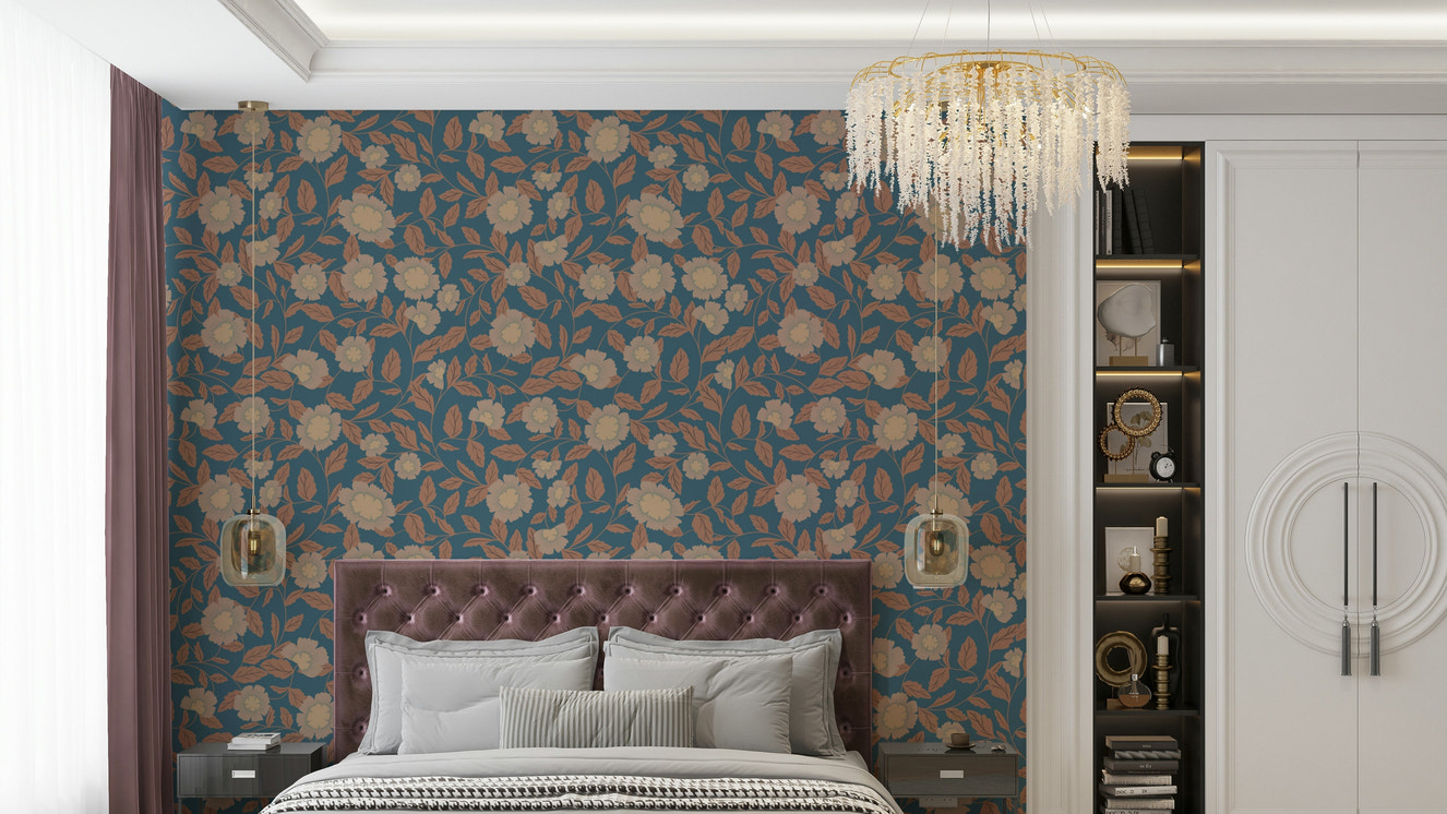 The colors are soft, muted tones of beige, brown, and green.

